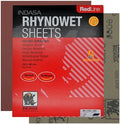 INDASA Rhynowet Red Line Wet Dry Sanding Sheets 9 x 11 Inch 180 Grit Waterproof Latex Backing Abrasive Paper for Wood Metal Automotive Surface Prep Pack of 50