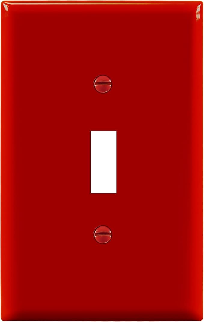 ENERLITES Toggle Light Switch Wall Plate, 1-Gang 4.88" x 3.11", Mid-Size, UL Listed, 8811M-R, Red