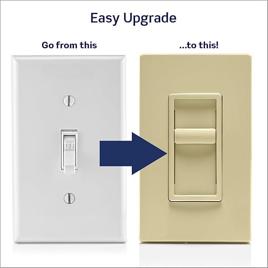 Leviton SureSlide Dimmer Switch for Dimmable LED, Halogen and Incandescent Bulbs, 6672-1LI, Ivory