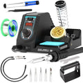 926LED V3 Entry-Level 60W Soldering Station Iron Kit in Black with Temperature Control includes Helping Hands, Lead-Free Solder, 6 Soldering Tips, ESD-Safe Tweezers, Sleep Mode