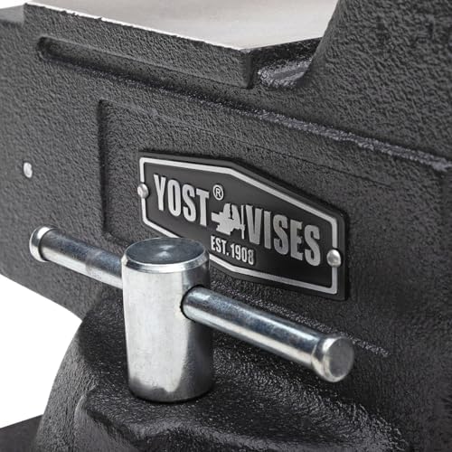 Yost HD450-C Heavy Duty 4-1/2 Inch Mechanics Work Bench Vise | Heavy Duty Woodworking & Metal Work Table with Secure Grip Swivel Base | 60,000 PSI Casting Iron Material with Extra-large Anvil Surface