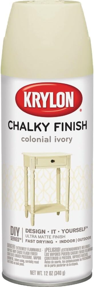 Krylon SW4108 Colonial Ivory, Spray Paint, Chalky Finish, 12 Oz, 12 Ounce (Pack of 1)