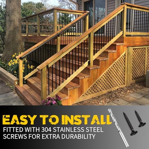 U-Shaped Deck Railing Brackets, 30 Degree Attachment, 2" x 4" Lumber, Stair Handrail Connectors, 2 Pair, Matte Black, Alloy Steel, Deck & Railing Mount, 4 Count