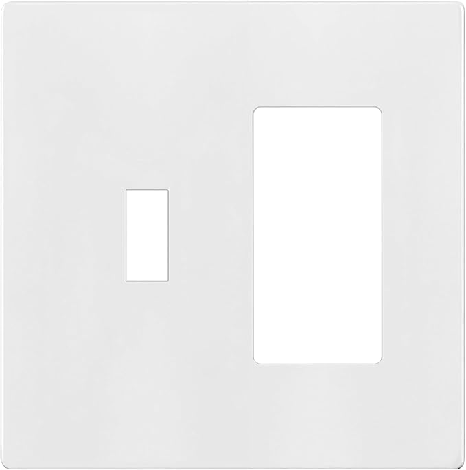 ENERLITES Combination Toggle Light Switch/Decorator Light Switch Plate, Double Switch Wall Plate, Standard Size 2-Gang 4.68" x 4.73", Polycarbonate Thermoplastic, Gloss Finish, SI881131-W, White