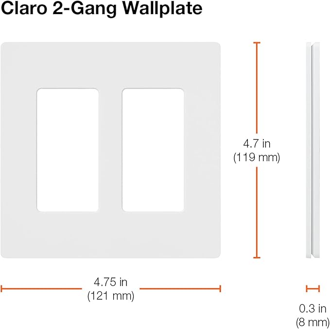 Lutron Claro 2 Gang Decorator/Rocker Wallplate, Gloss, White (4-Pack) | CW-2-WH