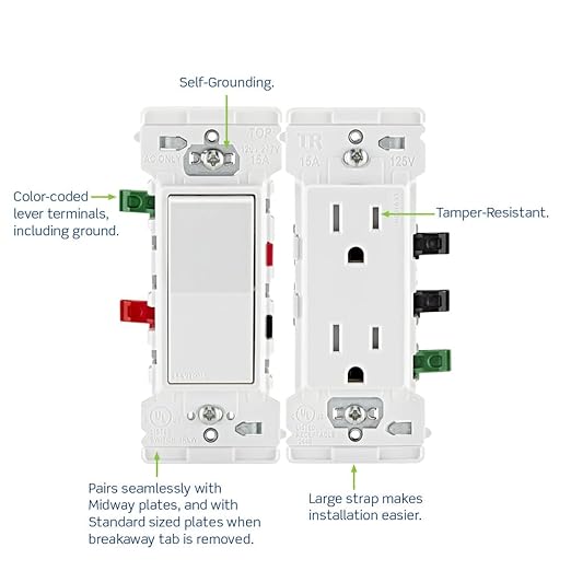 Leviton Lever Edge 15 Amp 3-Way Rocker Switch, E5603-MW, White | (Pack of 40)