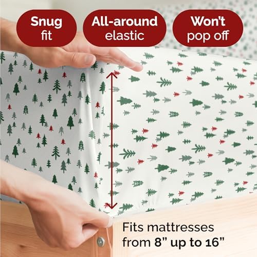 Christmas Sheet Set, Christmas Trees 4, Holiday Xmas Bedding Set - Cal King
