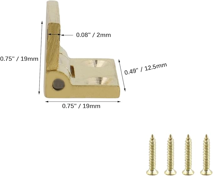 4Pcs Mini Solid Brass Cabinet Drawer Hinges, 90 Degree Small Butt Hinges Connectors for Jewelry Gift Box Wooden Case Delicate Boxes Doll House Model Making Folding Pages (1 Inch)