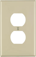 Leviton 1-Gang Duplex Receptacle Wallplate, Midway Size, Ivory, PJ8-I