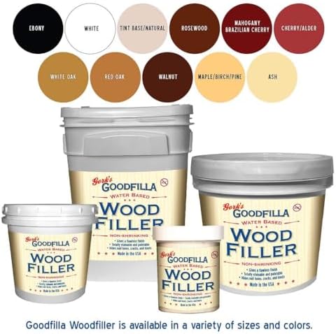 Goodfilla Ash, 1 Gallon (13.5lbs), Wood and Grain Filler, Stainable, Tintable, Sandable, Sandable, Zero Waste, Non-Toxic, USA Made
