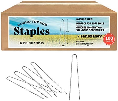 Sandbaggy 12-inch 8-Gauge Landscape Staples ~ The Longest & Strongest Landscaping Staple on Amazon (100 Staples)