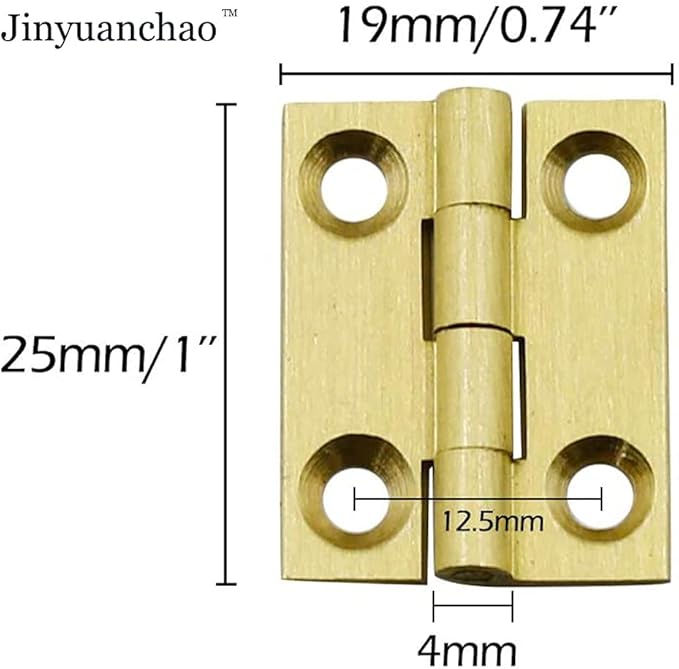 Mini Solid Brass Hinges Cabinet Drawer Butt Hinges for Jewelry Chest Wood Box,1/1.5/2.5Inch,8PCS (1Inch)