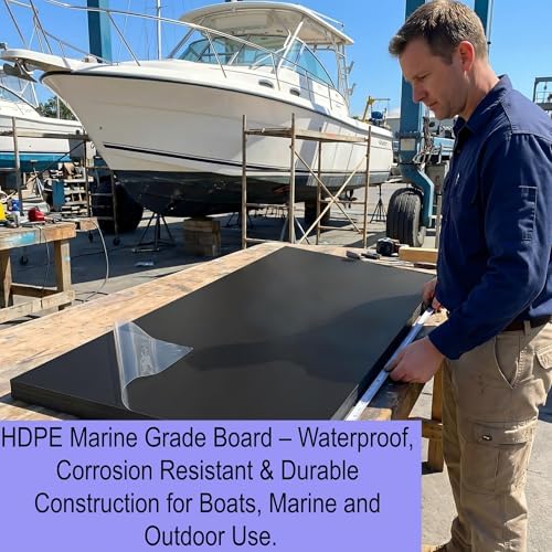 Black HDPE Sheet 1/2" (12mm) Thick 24" x 48" HDPE Marine Board, Heavy Duty High Density Polyethylene Board, UV Anti-Aging High Impact, for Structural Engineering Chemical Mechanical Marine Outdoor Use