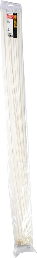 Gardner Bender 46-448 Heavy-Duty Cable Tie, 48 Inch., 180 lbs. Tensile Strength, Tensile Strength, Wire / Cord Management Industrial / Outdoor & Household Use, Nylon Zip Tie, 50 Pk., Natural