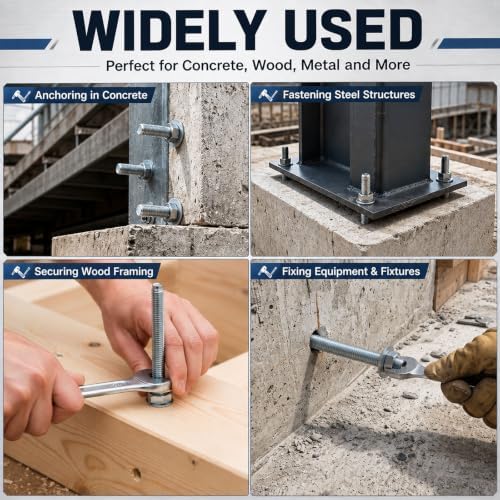 Moxweyeni 20 Pcs 1/2" x 10" Zinc Plated Wedge Anchors for Concrete