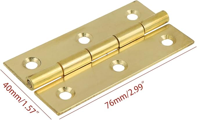 3 Inch Solid Brass Butt Hinges 4Pcs, Narrow Cabinet Door Hinges with Screws for Furniture, Cupboard, Closet, Dresser, Wooden Box, Jewelry Box