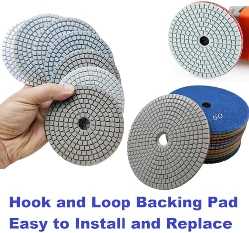 Diamond Polishing Pad, 7 inch 180 mm 500 Grit Sanding Discs for Grinder & Polisher, Hook and Loop Backing Pad for Grinding Buffing Granite Marble Concrete Stone (1 Piece)