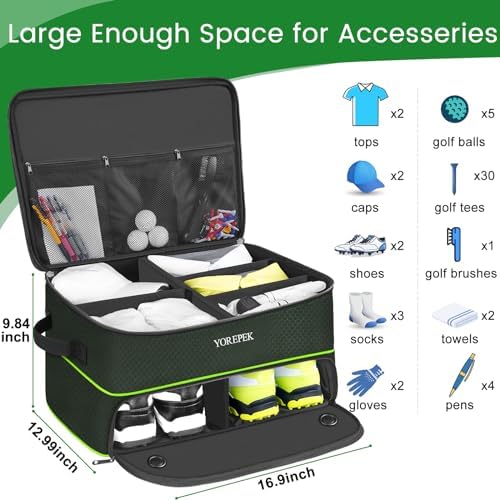 YOREPEK Golf Gifts for Men, 2 Layer Golf Trunk Organizer for 2 Pair Shoes