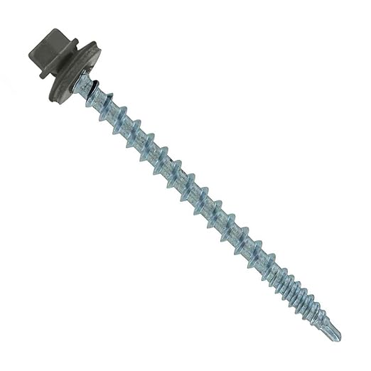 Fasteners Plus ST Fastening Kwikseal Woodbinder Metal to Wood #10 X 2-1/2" Burnished Slate Screws with EPDM Rubber Washer, 250-Count - Designed for Metal Roofing and Siding Panels