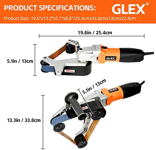 GLEX Metal Pipeline Polishing Machine, External Diameter Polisher, Stainless Steel Round Pipe Polisher, Steel Pipe Grinder, Round Tube Material Belt Sander, 110V 800W Aluminum Oxide Sanding