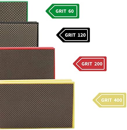 Diamond Hand Polishing Pads Foam Back Sanding Blocks for Sanding Ceramics Glass Tile Concrete Stone Marble Granite Grit 400