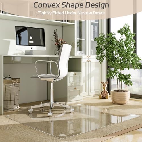 36" x 48" Irregular Tempered Glass Office Chair Mat, Floor Mat for Carpet