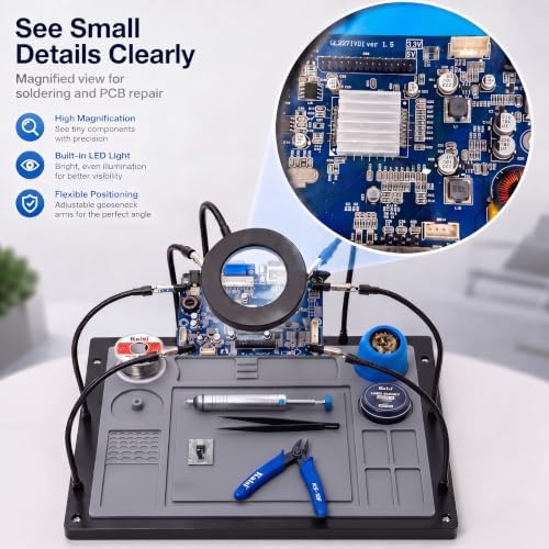Kaisi Helping Hands Soldering Station with 10X LED Magnifying Glass