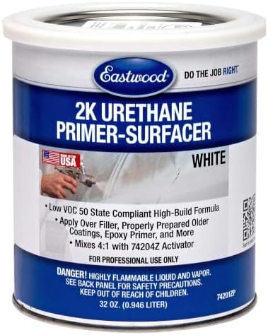 Eastwood 2K Urethane Primer Paint Surfacer White Quart and Activator Kit