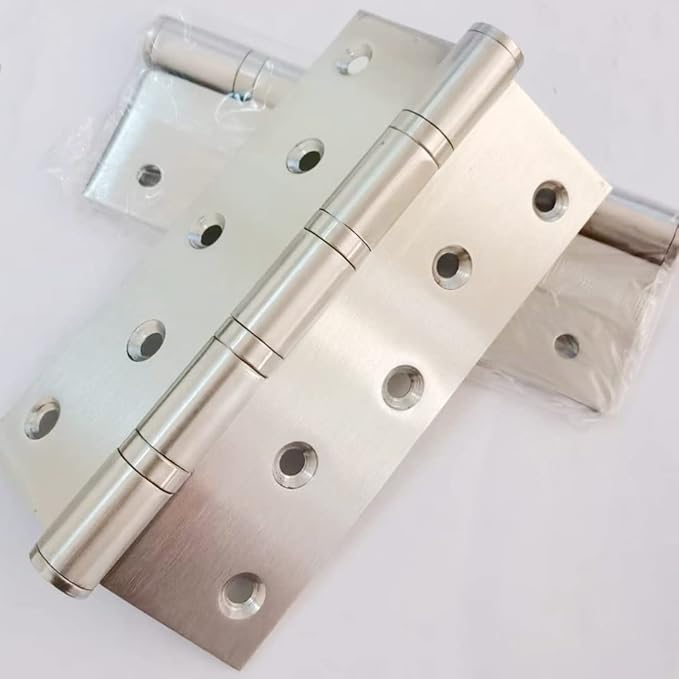 2 Pcs 5" Stainless Steel Ball Bearing Door Hinges with Square Corner for Heavy Duty Wood Door,Silver 1/8 Inch Thickness