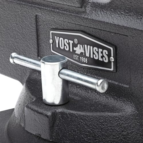 Yost HD550-C Heavy Duty 5-1/2 Inch Mechanics Work Bench Vise | Heavy Duty Woodworking & Metal Work Table with Secure Grip Swivel Base | 60,000 PSI Casting Iron Material with Extra-large Anvil Surface