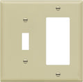 ENERLITES Combination Toggle Switch/Decorator Switch Wall Plate, Size 2-Gang 4.50" x 4.57", Polycarbonate Thermoplastic, 881131-I, Ivory