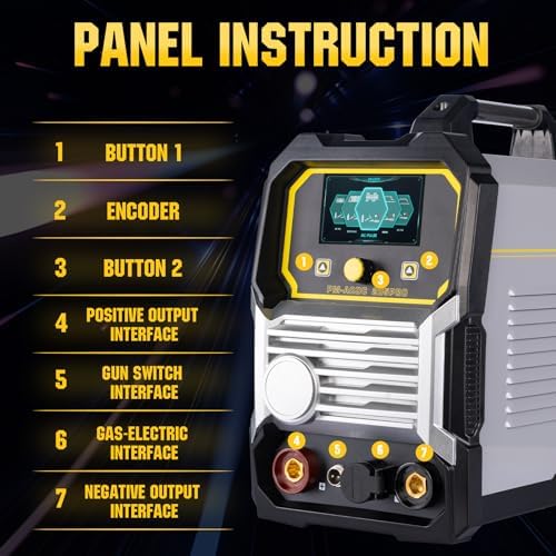 205Amp AC/DC Aluminum TIG Welder, 6-in-1 Multiprocess Welding Machine, AC TIG/DC TIG/AC Pulse/DC Pulse/MMA/STICK/SPOT TIG,110V/220V Dual Voltage, Square/Triangular Wave ACDC Welder Machine