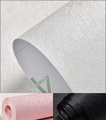 Cohoo Home Silk White Wallpaper Peel and Stick Contact Paper White Textured Contact Paper for Cabinets Self Adhesive Removable Wallpaper for Bedroom Wall Sticky Waterproof Shelf Liner 15.7inW 118inL