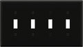 ENERLITES Quad Light Switch Wall Plate, Toggle Switch Plate, Gloss Finish, 4-Gang Mid-Size 4.88" x 8.58", Unbreakable Polycarbonate Thermoplastic, 8814M-BK, Black