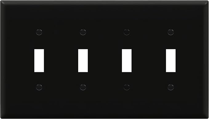 ENERLITES Quad Light Switch Wall Plate, Toggle Switch Plate, Gloss Finish, 4-Gang Mid-Size 4.88" x 8.58", Unbreakable Polycarbonate Thermoplastic, 8814M-BK, Black
