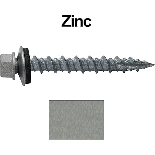 10 x 1-1/2" NO Paint Metal Roofing Screws - Hex Washer Head- Self-Starting/Tapping - EPDM Washer. 1 x 250 Count Bag - 250 Screws