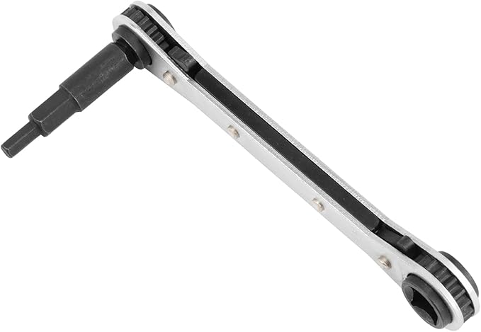HVAC Service Wrench, Refrigeration Wrench With 2 Pcs HVAC Hexagon Bit Adapter, Premium AC Tools for HVAC, Refrigeration Equipment Repair (3/16”, 1/4”, 5/16”, 3/8”)