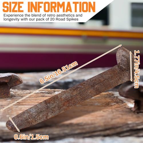 10 pcs Railroad Spike Carbon Steel Rail Road Spike Ties, 6.5 Inch, Corroded