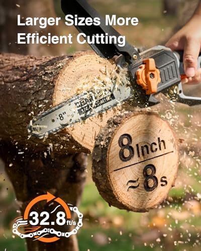 TaskStar 2-in-1 Pole Saw for Tree Trimming, 8-Inch Cordless Brushless Chainsaw with Adjustable Extension Pole, 2×4.0Ah Rechargeable Batteries & Charger, Auto Oiling, 15 Ft Max Reach