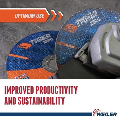 Weiler 58021 5 Inch Cutting Wheel, Tiger Zirc Steel/Metal Fast Cut & Long Life High Performance Cutting, .045" Z60T Type 27 7/8" Arbor, Pack of 25