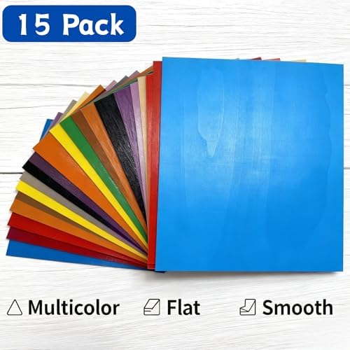 15Pk Colored Plywood 12x12x1/10in Wood for Laser Engraving