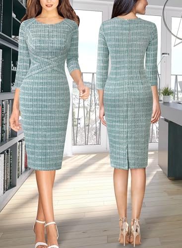 VFSHOW Womens Work Business Office Zipper Up Slim Bodycon Sheath Dress