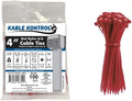 Kable Kontrol Red Zip Ties 4 Inch 100 Pcs, 18 Lbs Tensile Strength, Self-locking Nylon Colored Cable Ties Wire Wraps for Indoor or Outdoor Use