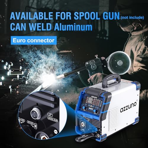 AZZUNO 250A Aluminum MIG Welder, 110V/220V 6 in 1 Gas/Gasless MIG