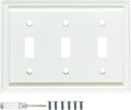 Wall Plates, Duplex Outlet Covers, Toggle Light Switch Plates, Decorator Light Switch Cover, Bamboo Fiber Material Wall Plate, Standard Size Wall Plates of various styles, White (3 Gang Toggle 1 Pack)