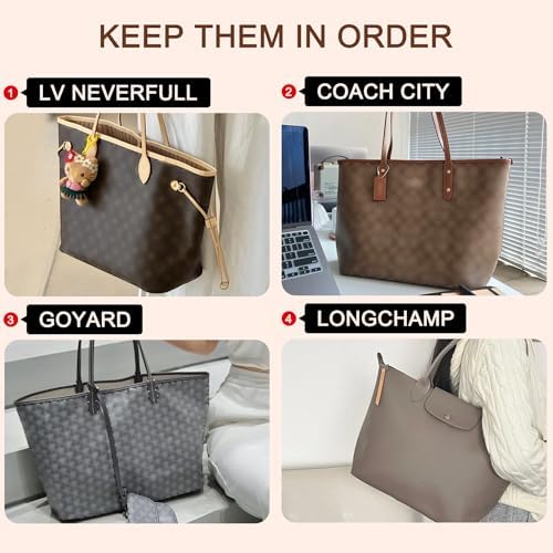 Doxo Purse Organizer Insert for Handbags, Felt Neverfull MM Organizer Insert with Cover, Tote Bag Organizer with Zipper Pocket and Bottle Holder, Fit Neverfull MM and More, Beige-L
