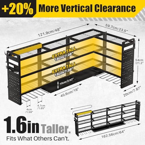 XLarge 64''W Power Tool Organizer Wall Mount, Charging Station, 4-Tier
