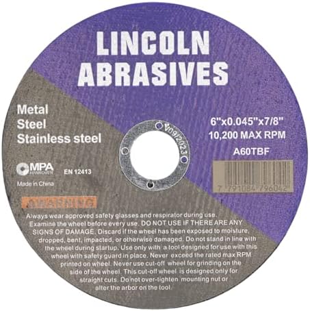 50 Pack 6" Cut-Off Wheels Lincoln Abrasives .045" Metal & Stainless Steel