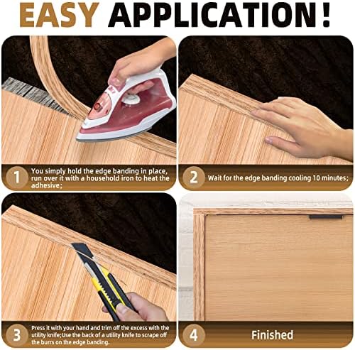 GSCIT Club Red Oak Edge Banding, 13/16 inch x 500ft roll of Veneer Edge Banding - Pre-glued Flexible, Real Wood Tape for Cabinet Repair and Furniture Restoration