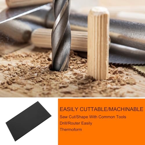 MECCANIXITY UHMW Sheet Ultra High Molecular Weight Polyethylene Sheet, 1/8" Thick Hard HDPE Plastic Sheet Board for DIY Craft 6" x 8" Black
